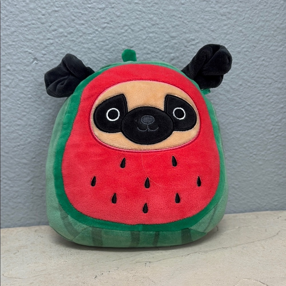 Squishmallows Red and Green Watermelon Pug Stuffed Animal